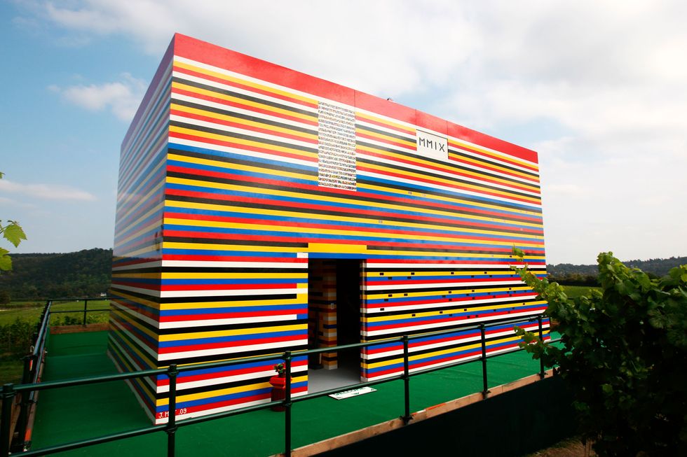 a full size house made entirely with lego bricks the house at denbies wine estate in dorking, surrey, will feature on bbc series "james may's toy stories"   photo by steve parsonspa images via getty images