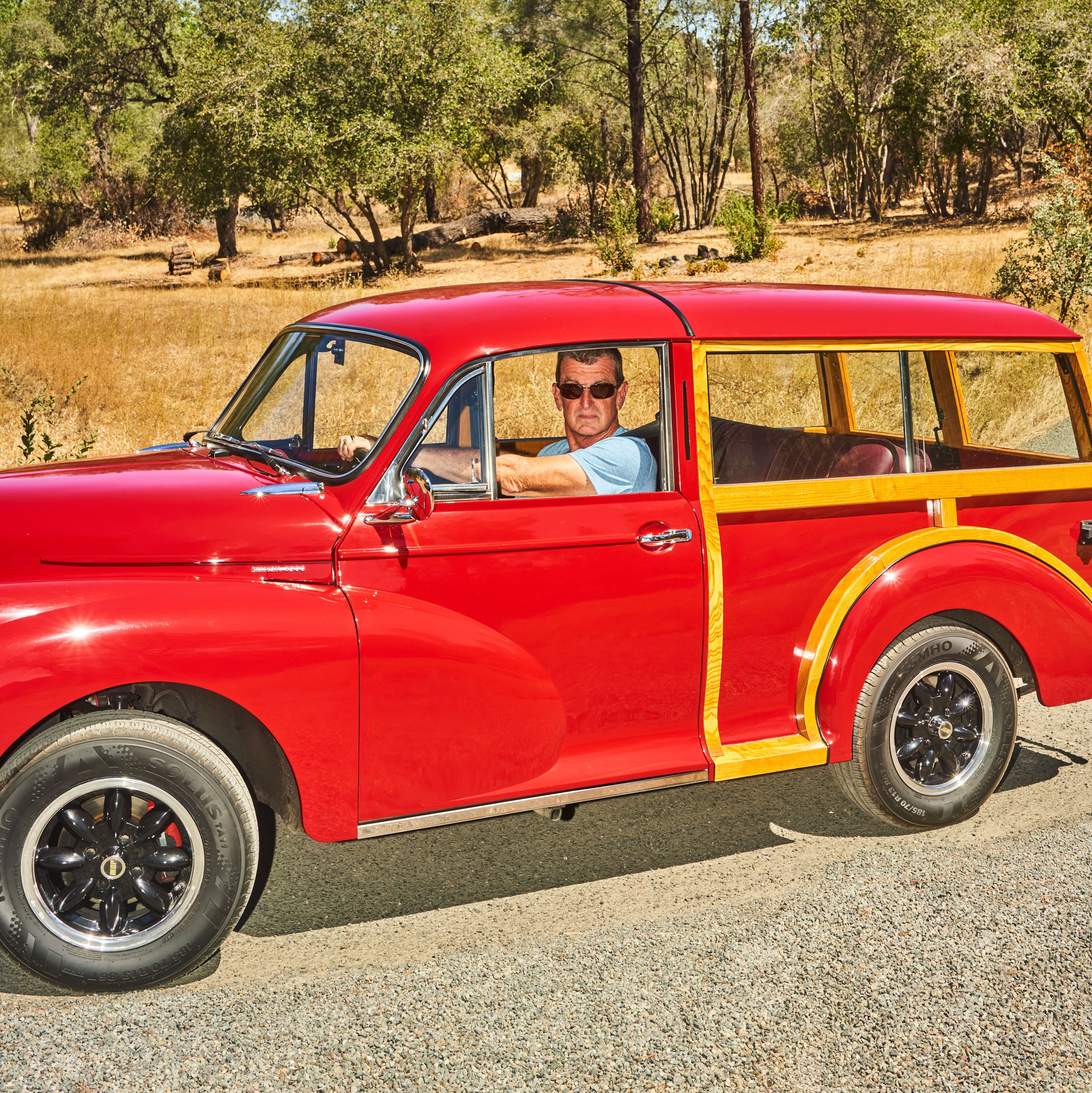 curtis ricketts in his morris minor truck converted into a fully electric vehicle