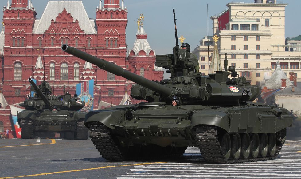 moscow, russia   may 6 russian t 90 tanks are seen during rehearsals of the victory day parade on red square on may, 6, 2012 in moscow, russia the parade is to take place on may, 9 and celebrates the 67th anniversary of russia’s victory over nazi germany in wwii  photo by sasha mordovetsgetty images