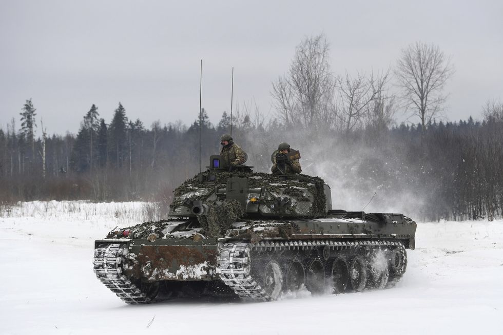 a challenger 2 tank at a training area near tapa in estonia, as 1st battalion the royal welsh take part in "exercise winter camp", where british troops are "standing ready" to defend against a potentially aggressive russia alongside nato allies photo by joe giddenspa images via getty images