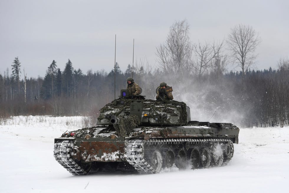 a challenger 2 tank at a training area near tapa in estonia, as 1st battalion the royal welsh take part in "exercise winter camp", where british troops are "standing ready" to defend against a potentially aggressive russia alongside nato allies photo by joe giddenspa images via getty images