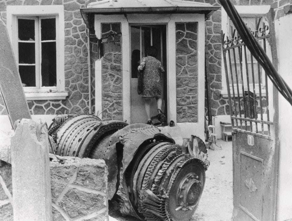 engine debris that fell on a house