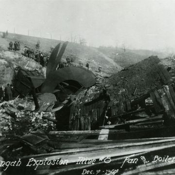 a black and white photo of a destroyed building