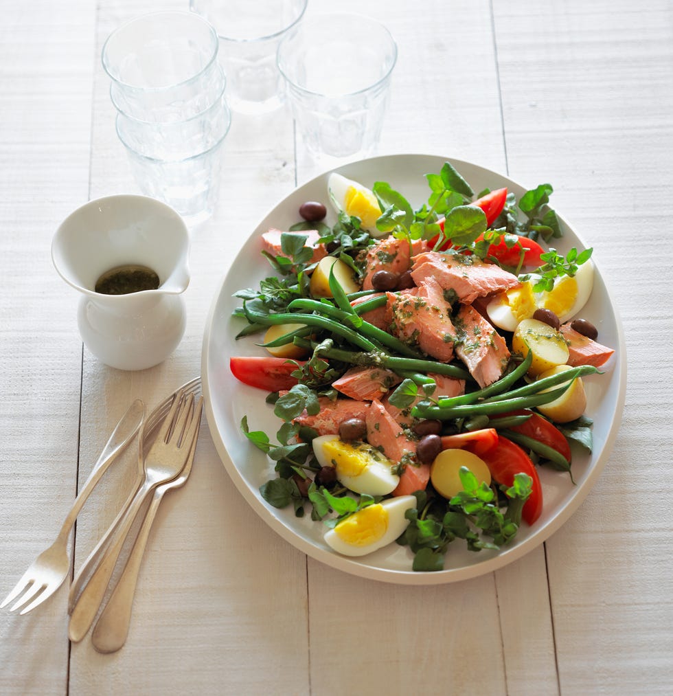 poached salmon nicoise salad