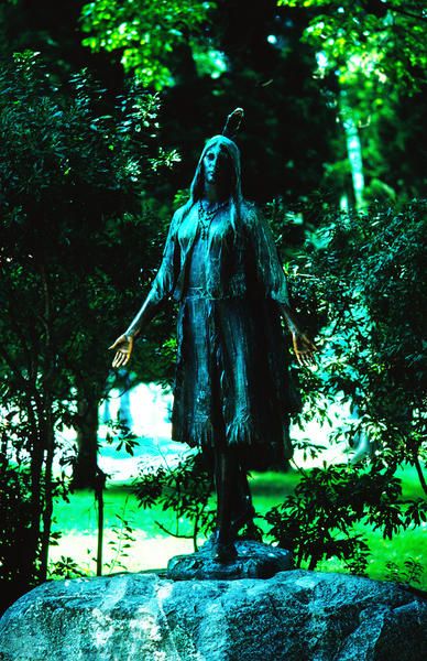 Sculpture, Trunk, Long hair, Fictional character, Cloak, Statue, Jungle, Costume, Old-growth forest, Mantle, 