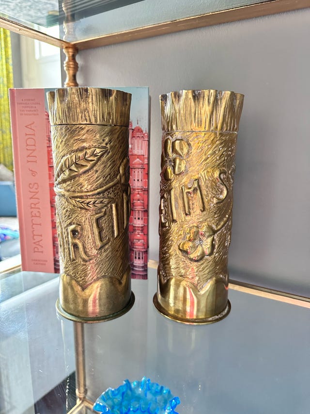 antique brass bullet casings from world war i