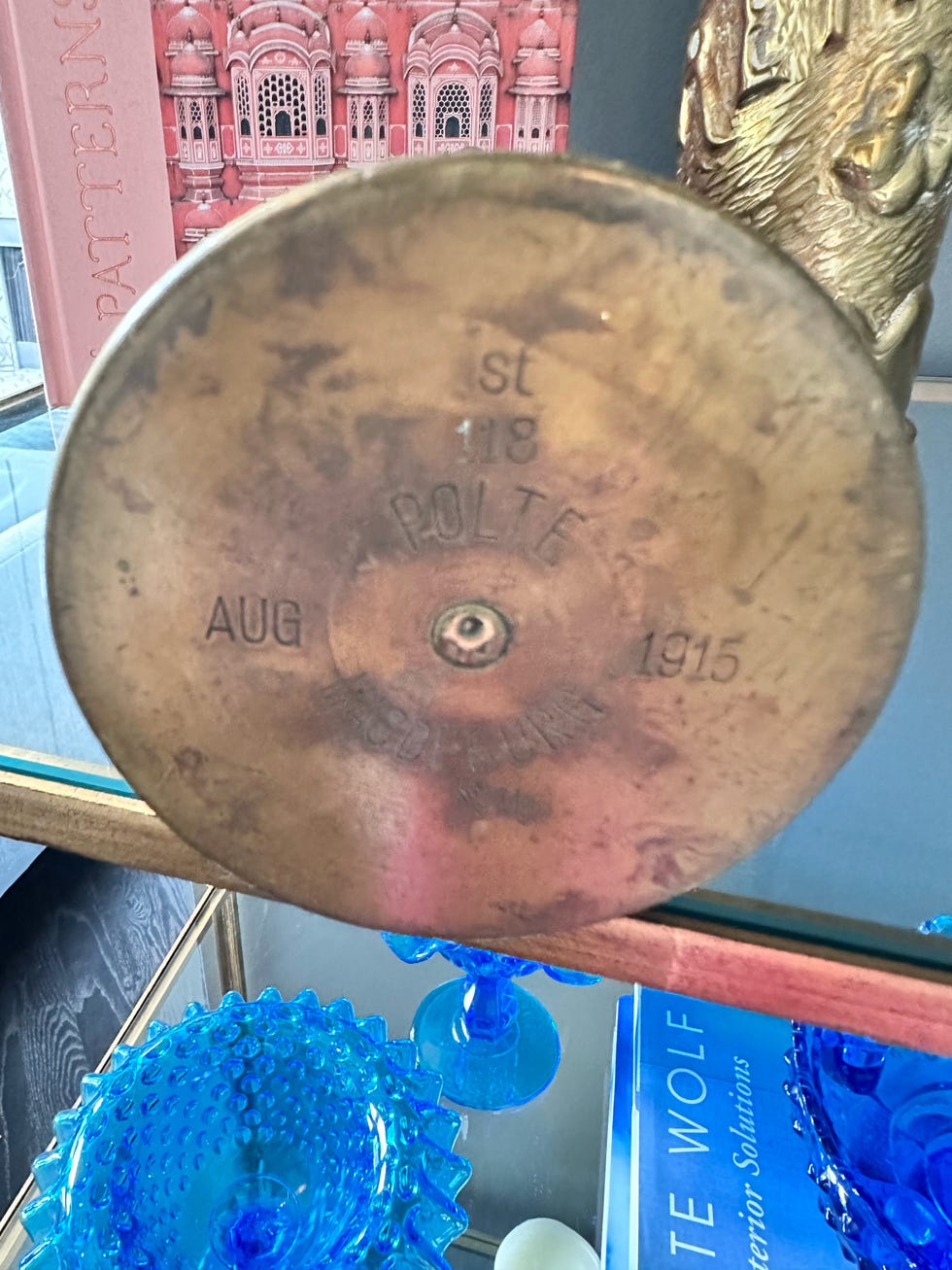 bottom of brass bullet casings from world war i