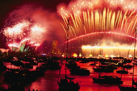 Twenty tons of fireworks explode over Sydney Harbour at midnight ringing in the year 2000 The cover story for the August 2000 issue celebrated the city as it hosted the Summer Olympics