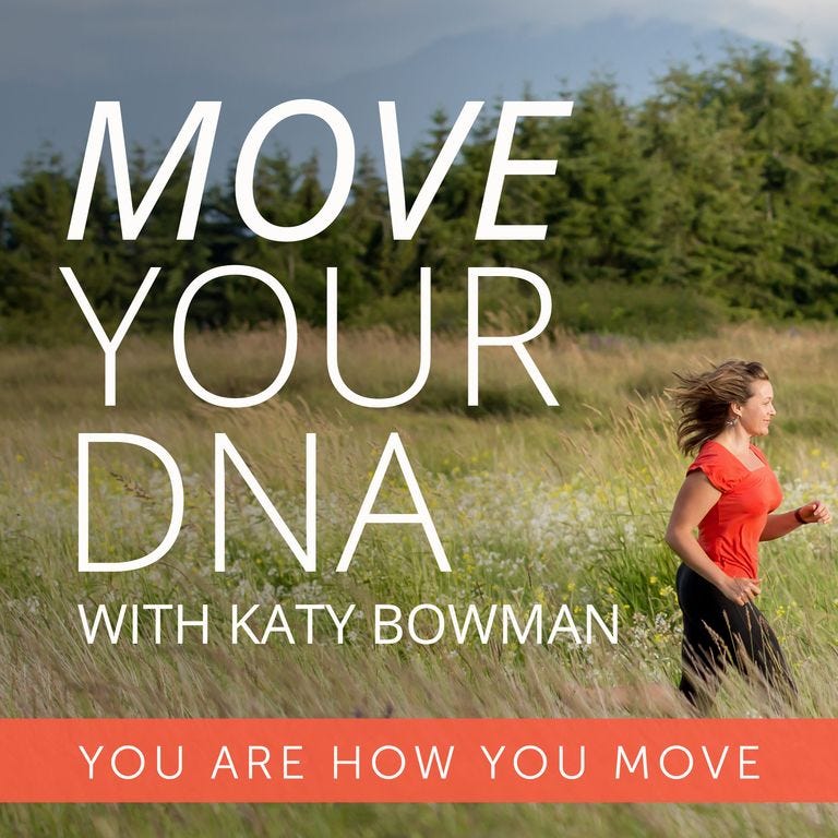 katy bowman in a field with move your dna