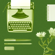 writing supplies on green background writing supplies on green background