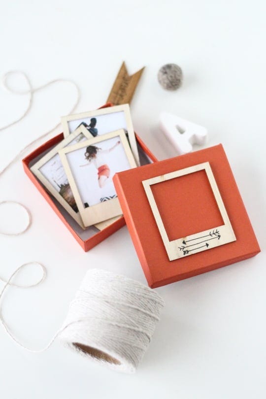 wooden polaroid gift box