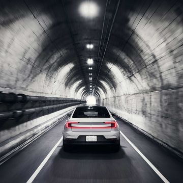 the polestar 2 electric performance car in a tunnel
