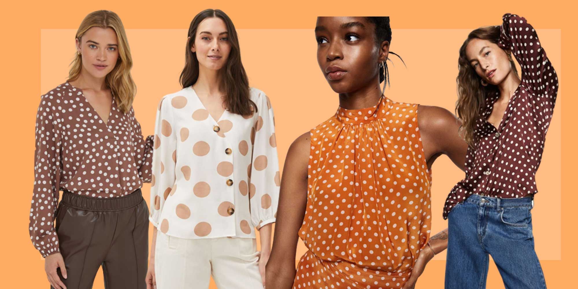 Zara Polka Dot Satin Shirt, Women's Fashion, Tops, Blouses on