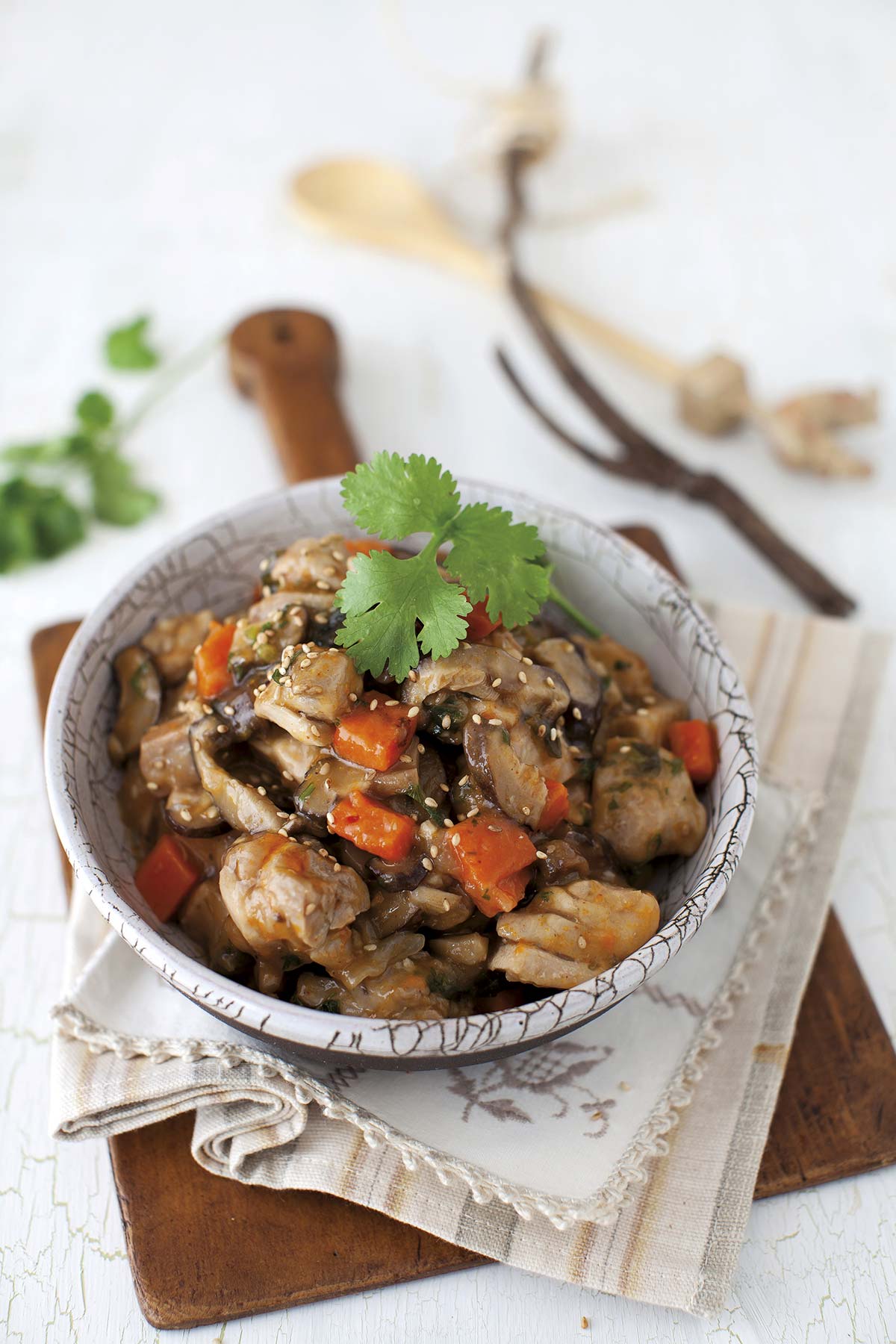 pollo guisado con setas shitake