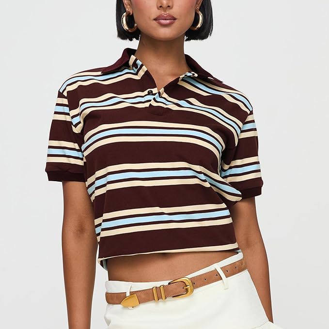 polo rayas marrn
