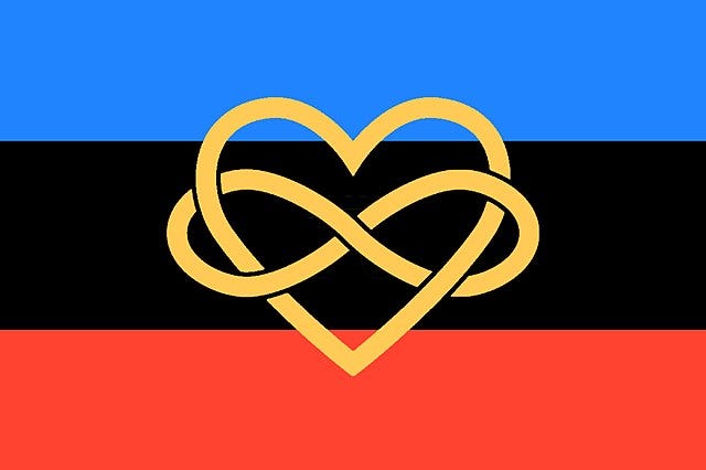 lgbtq polyamory flag with infinity sign