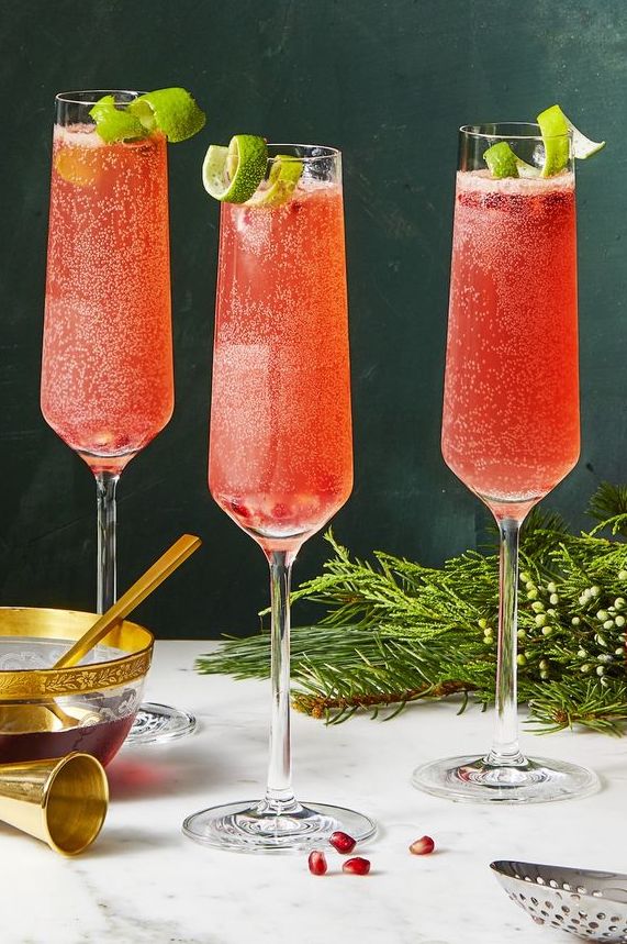 pomlime french 75 christmas cocktail