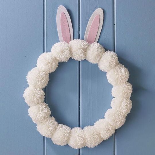 easter crafts for kids bunny pom pom wreath