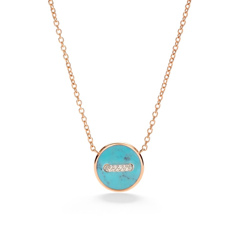 a blue and gold necklace