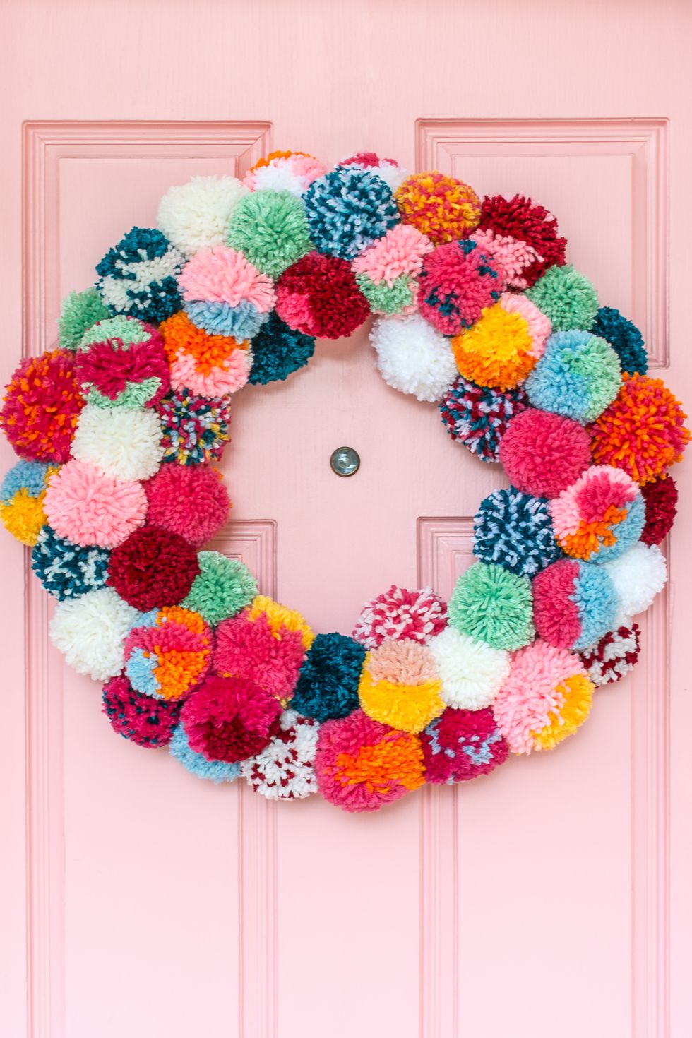 Pom pom wreath outdoor christmas decoration