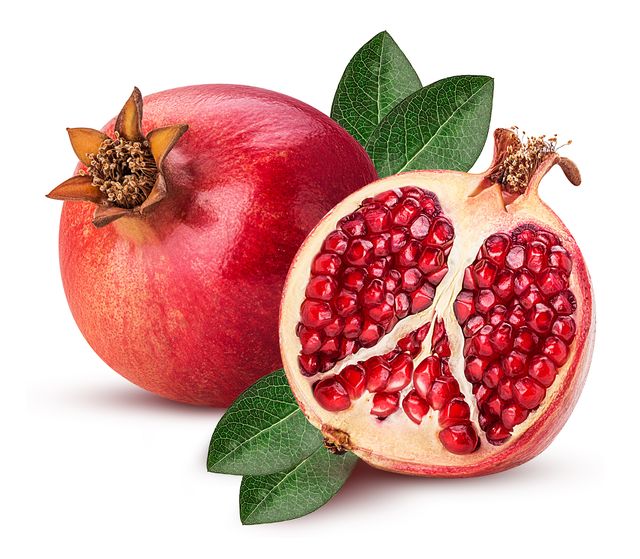 Natural foods, Pomegranate, Fruit, Food, Plant, Accessory fruit, Superfood, Leaf, Superfruit, Produce, 