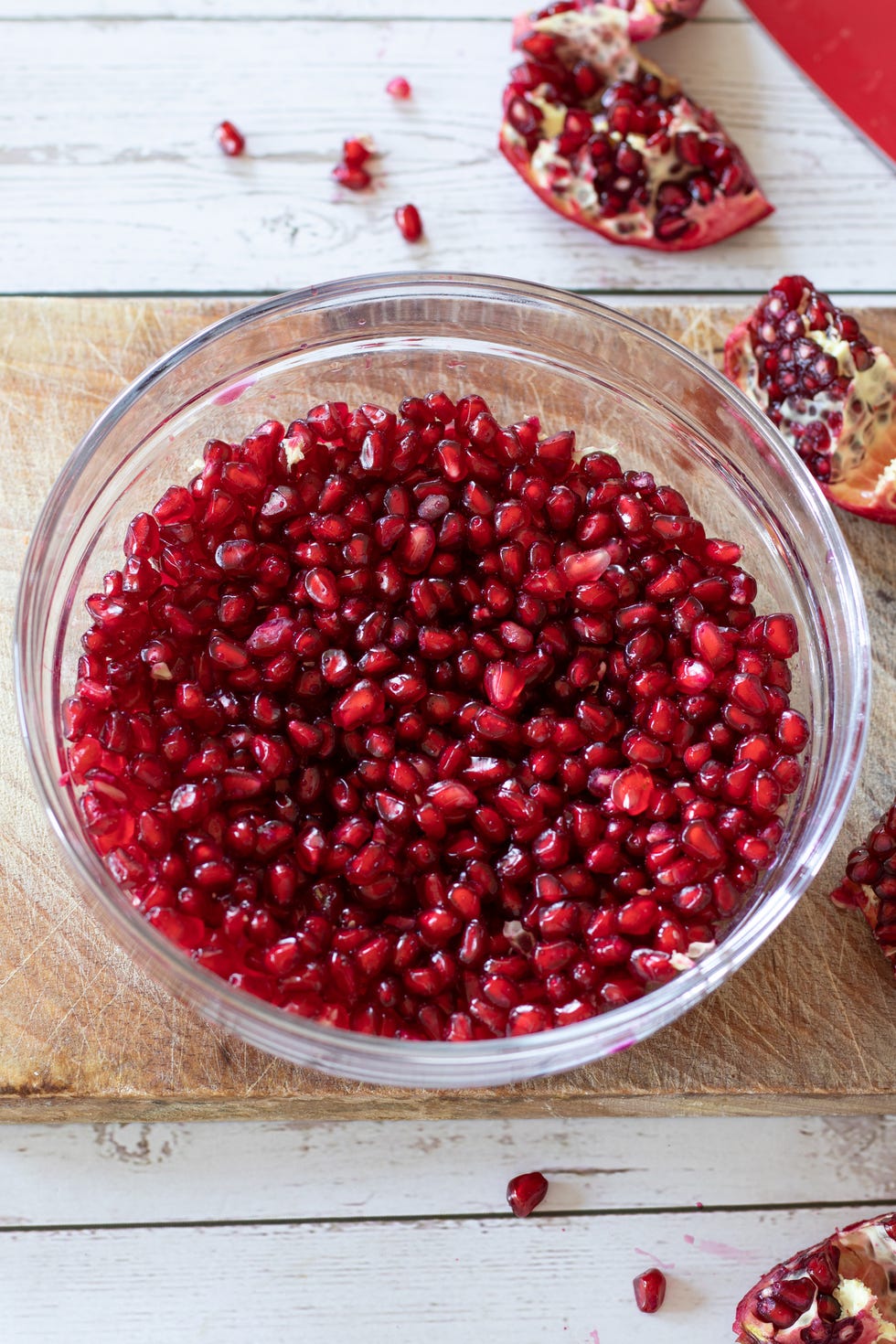 pomegranate seeds in a bowl