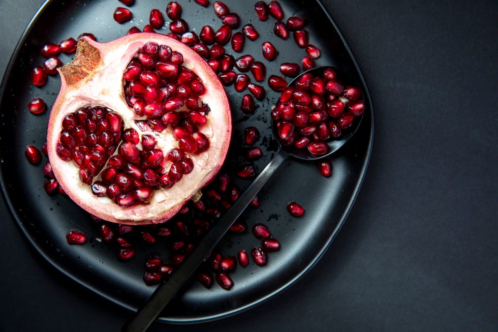 pomegranate half on plate