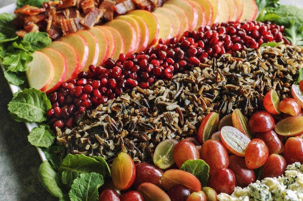 holiday wild rice salad with pomegranates