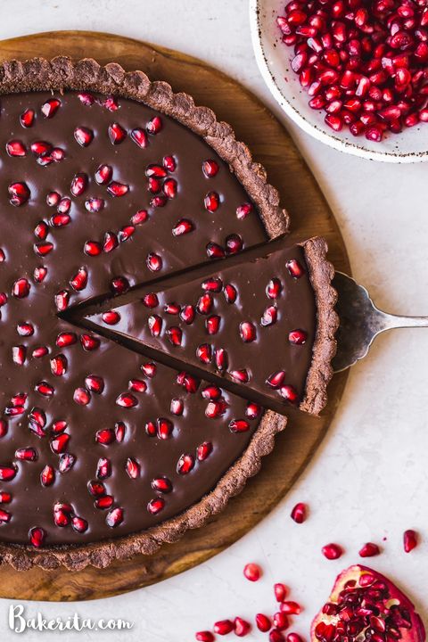 no bake chocolate pomegranate tart