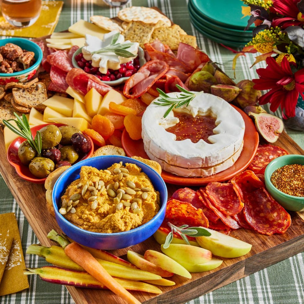 thanksgiving charcuterie board with pomegranates