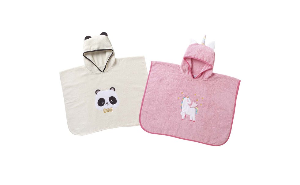 poncho con capucha para bebé unicornio y panda