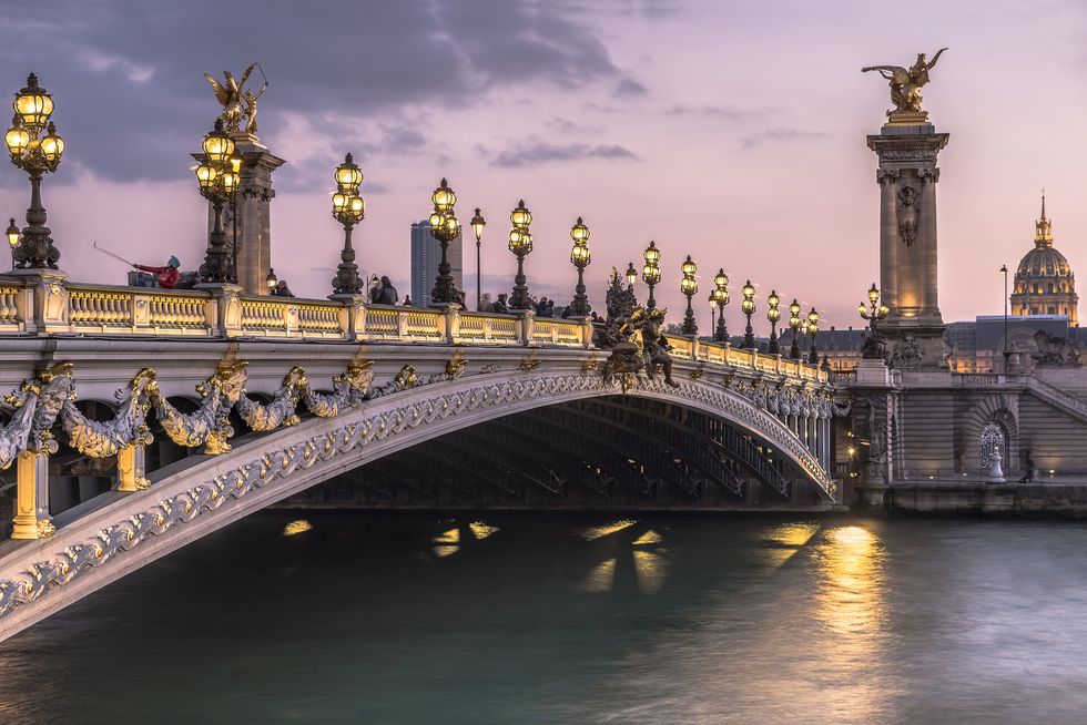 pont alexandre iii at twilight in paris, france