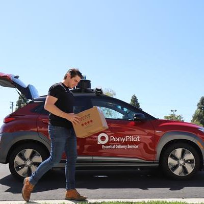 Pony.ai Hyundai Kona electric being used for delivery