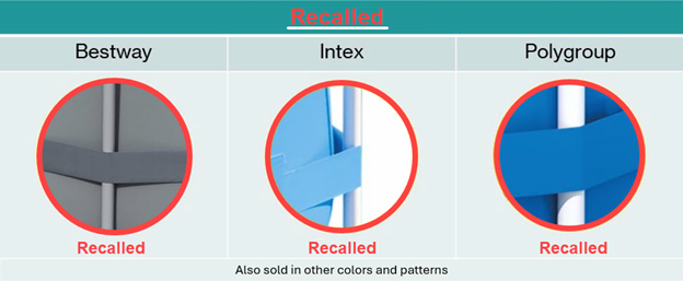 recall notice for specific pool products from three brands