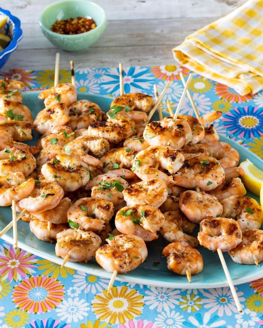 pool party food ideas grilled shrimp skewers