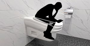 White, Toilet, Plumbing fixture, Black-and-white, Arm, Leg, Design, Architecture, Toilet seat, Plumbing, 