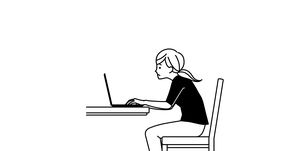 poor posture woman using a laptop