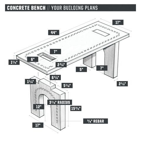 concrete bench plans