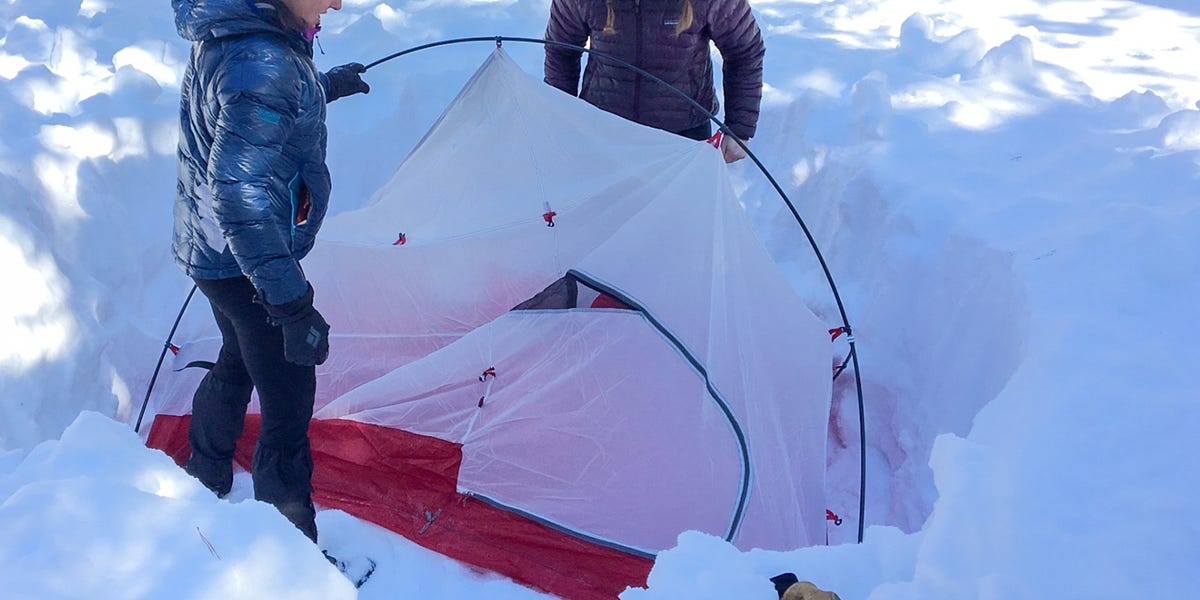 Survival Shelter Winter Camping in Blizzard - Deep Snow Camping in