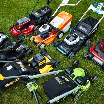 a group of lawnmowers