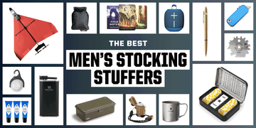 collection of mens stocking stuffer items displayed