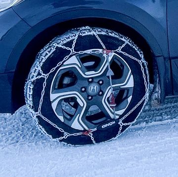 a car with tire chains on