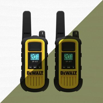 a pair of dewalt walkie talkies