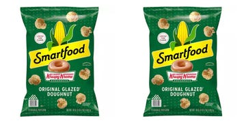green bag of popcorn that tastes like a krispy kreme donut