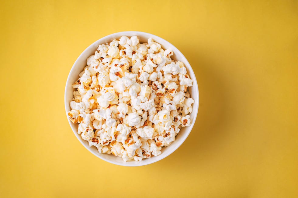 popcorn on yellow background