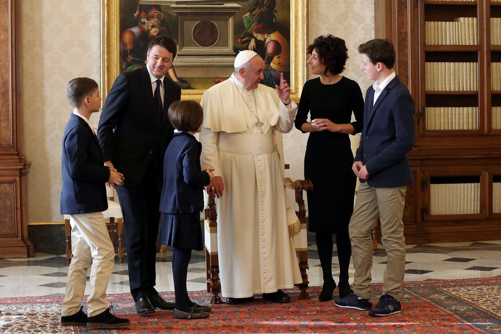 pope meets italian prime minister matteo renzi