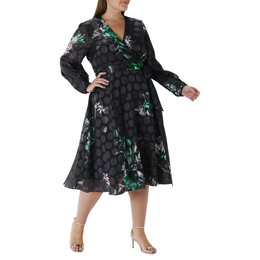 Coast green poppy hot sale spot jacquard dress