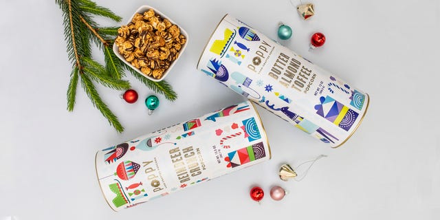 poppy popcorn cylinder tins