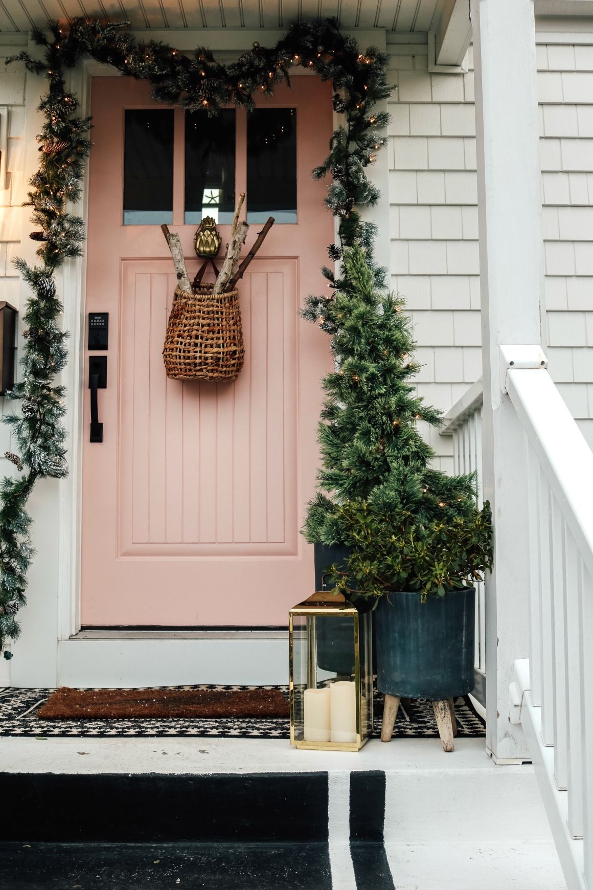 How to Create a Wintry Front Door Basket for Christmas