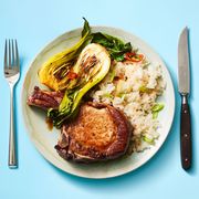 pork chops with bok choy and coconut rice